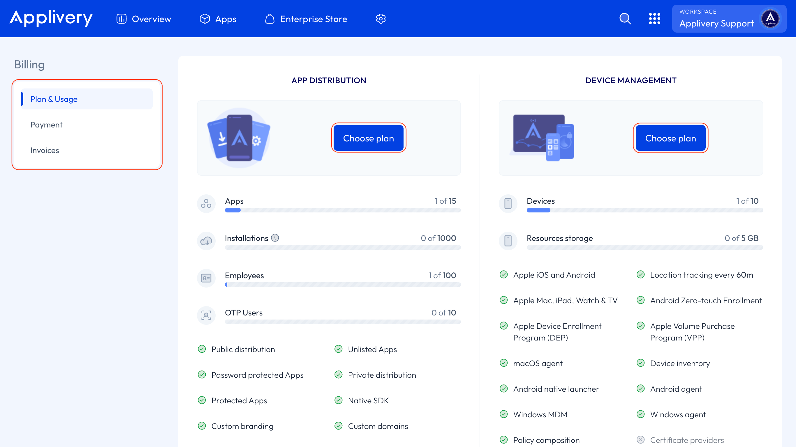 billing section