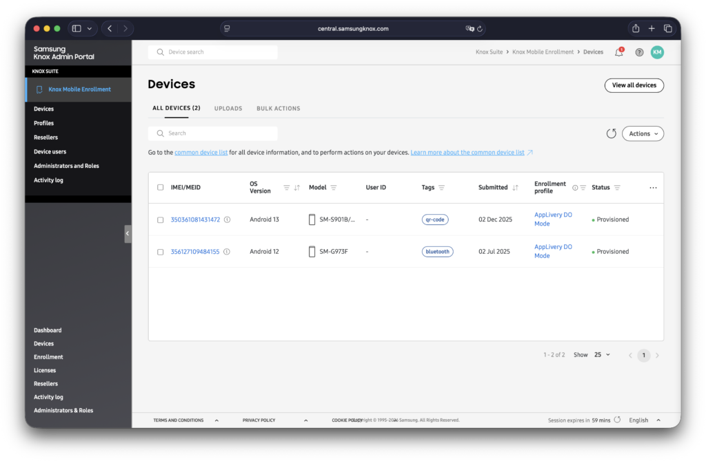 samsung knox all devices