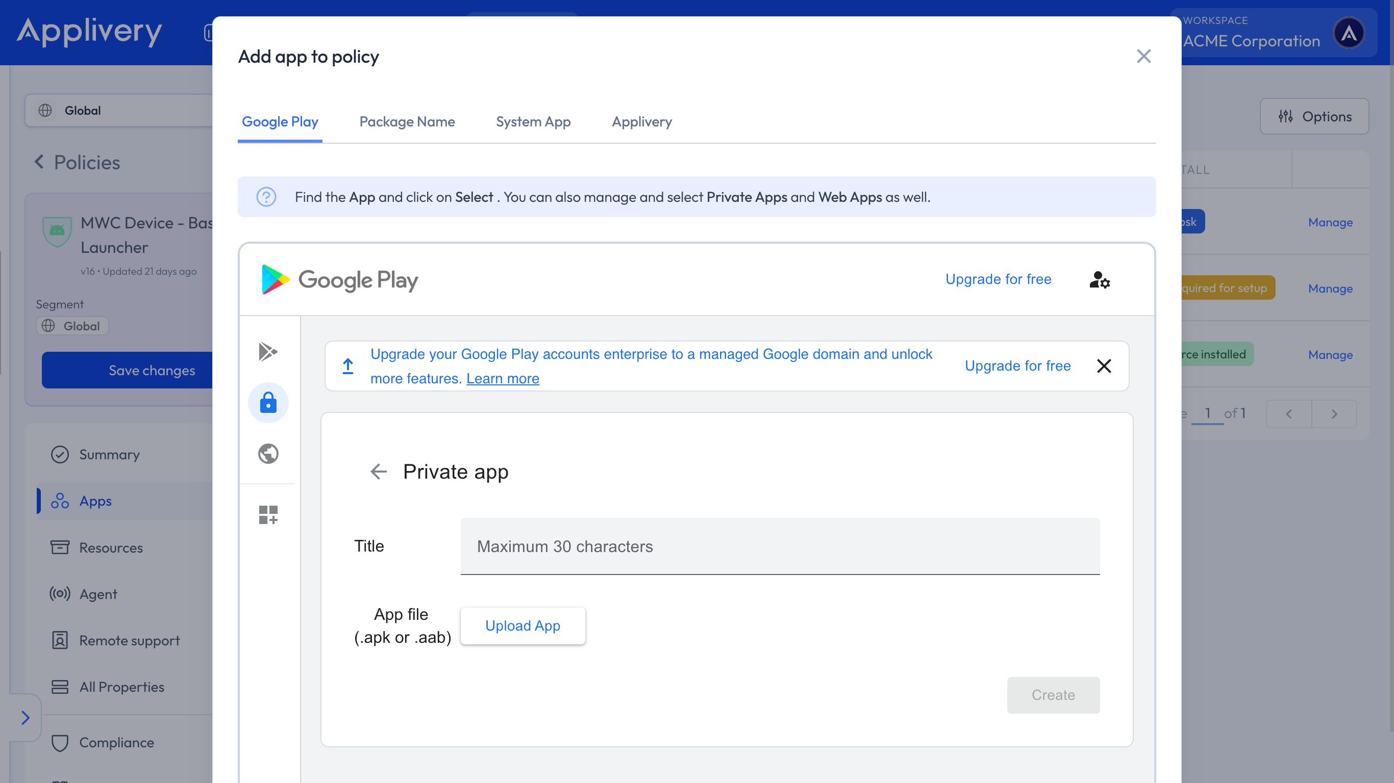 Add app to policy