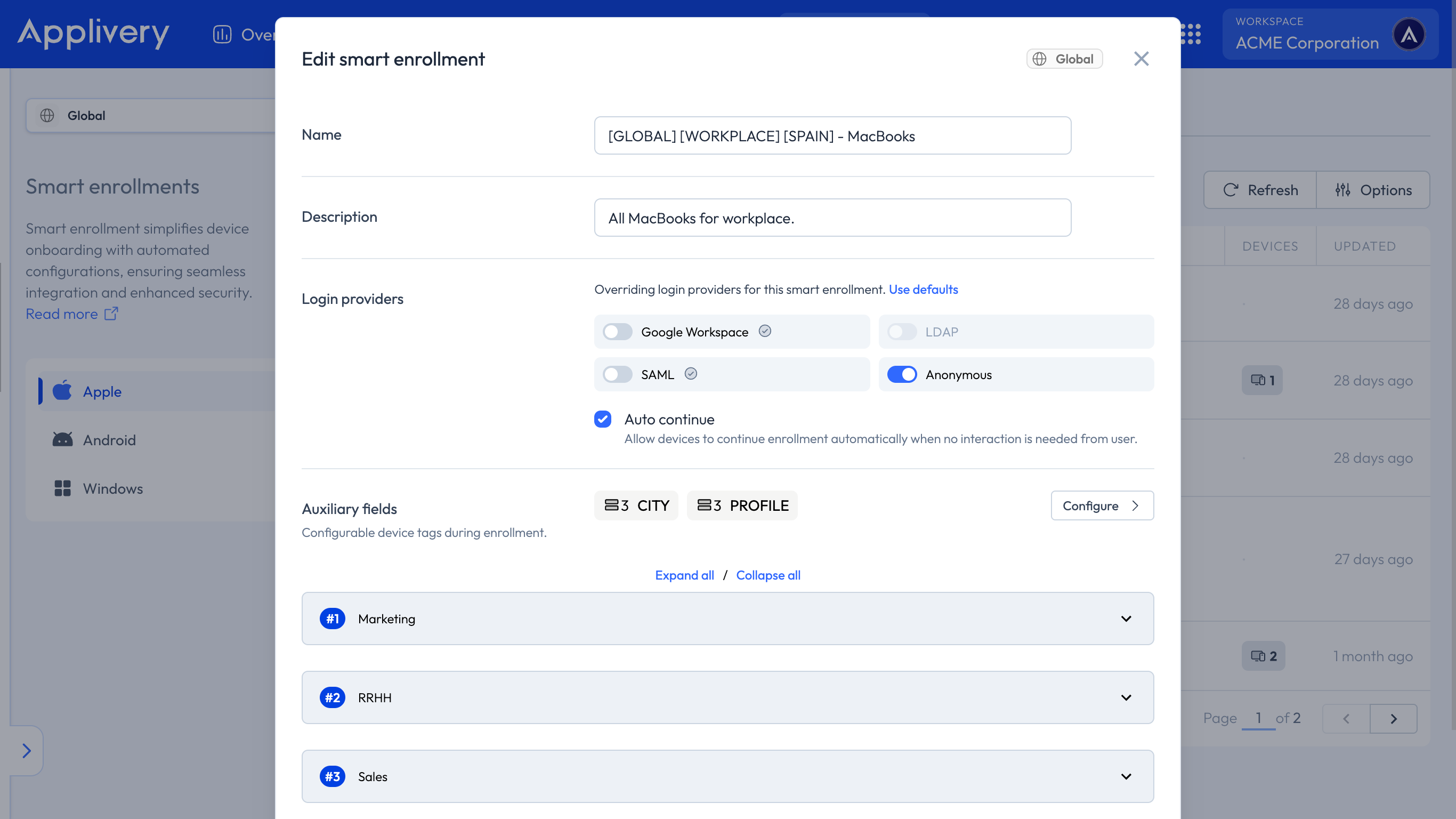 Smart Enrollment form