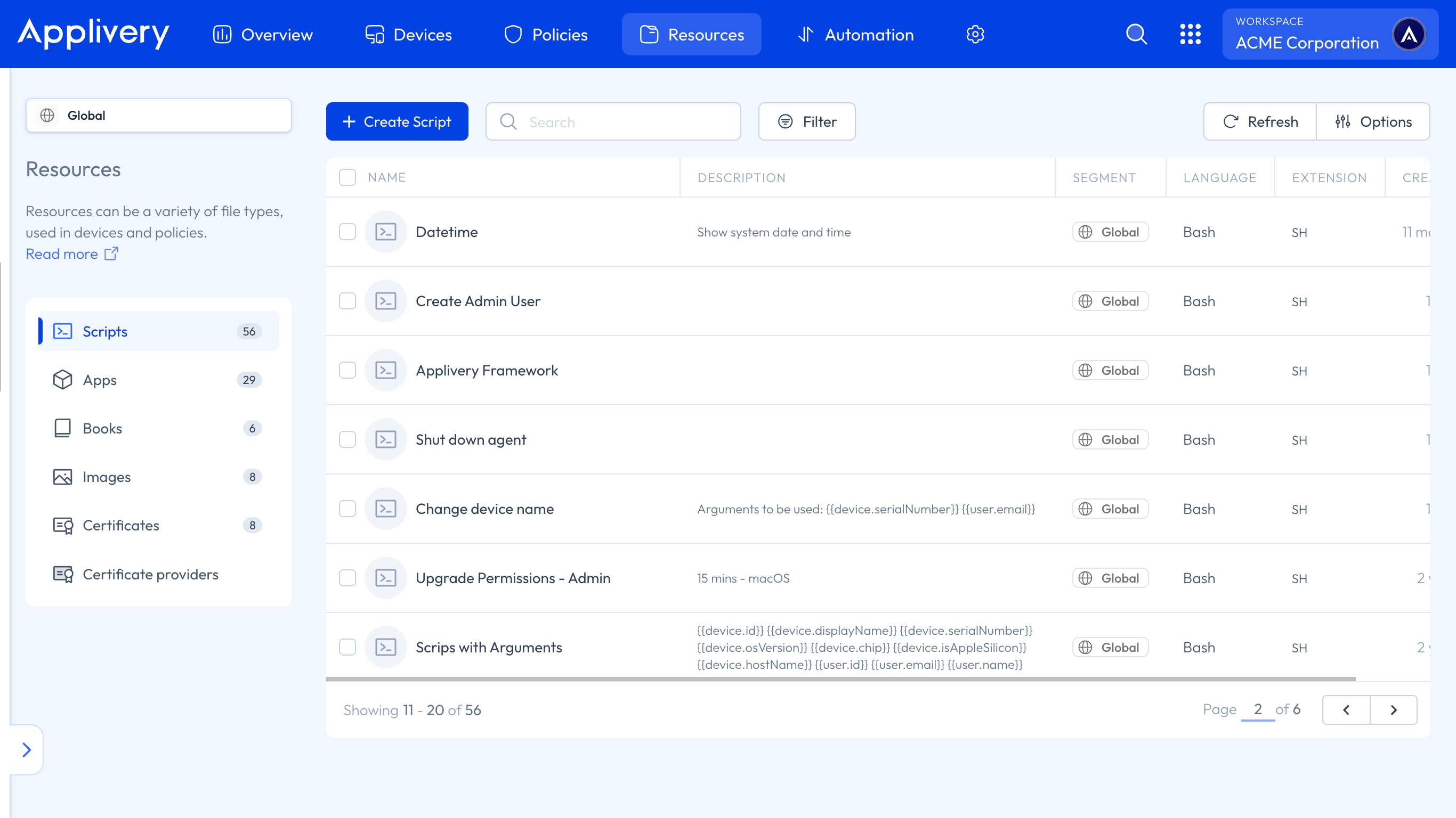 resources section