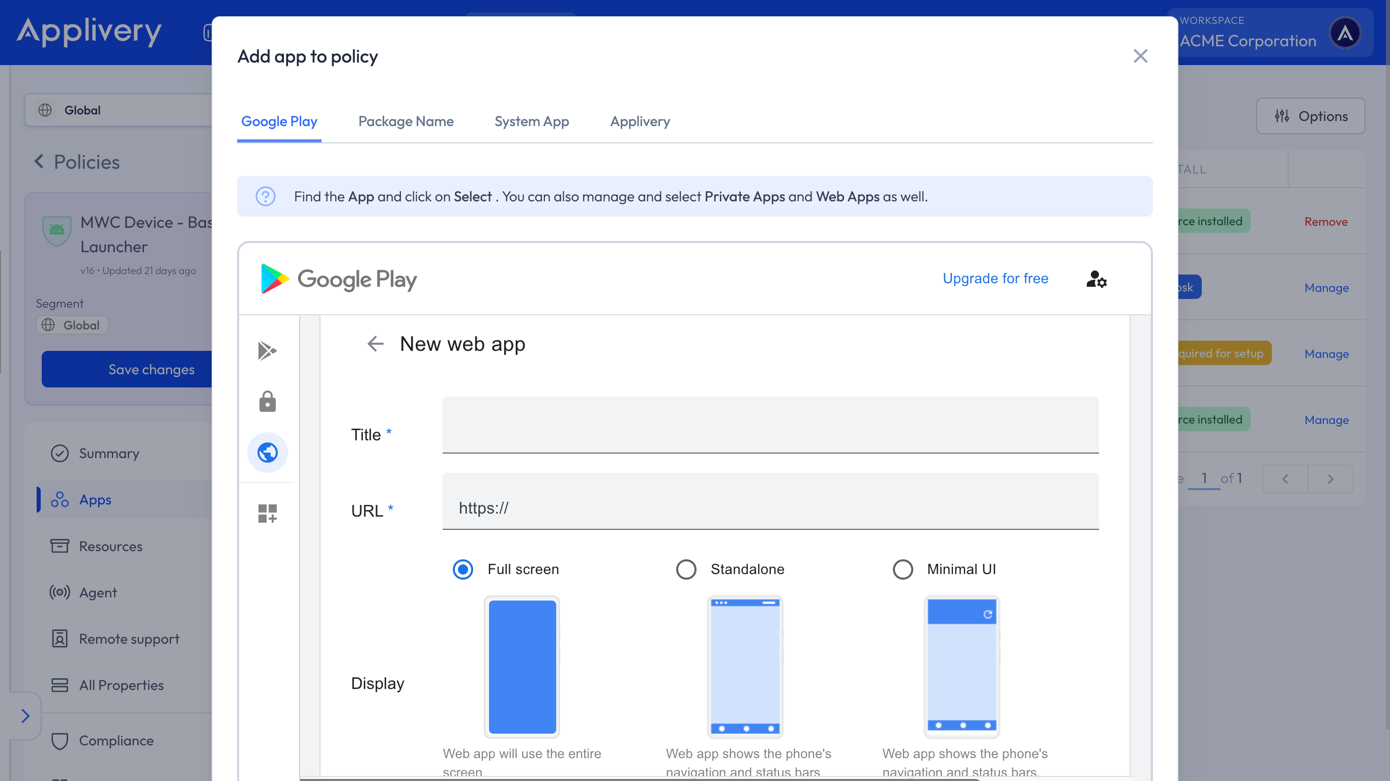 configure web app