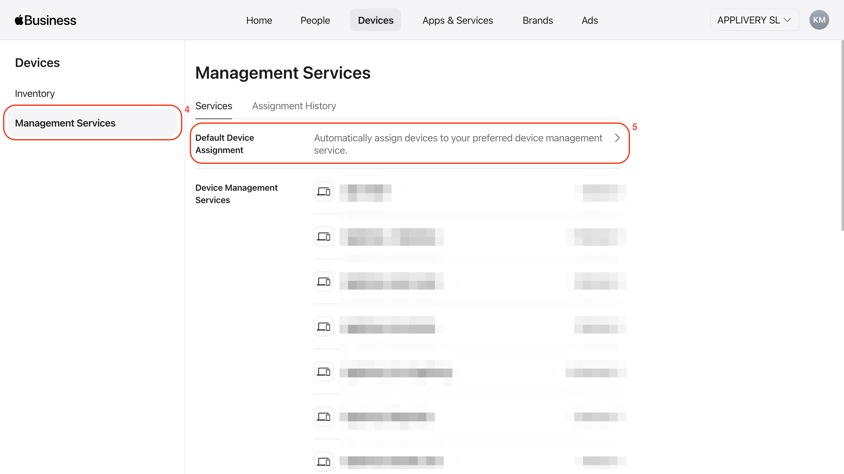 default device assignment