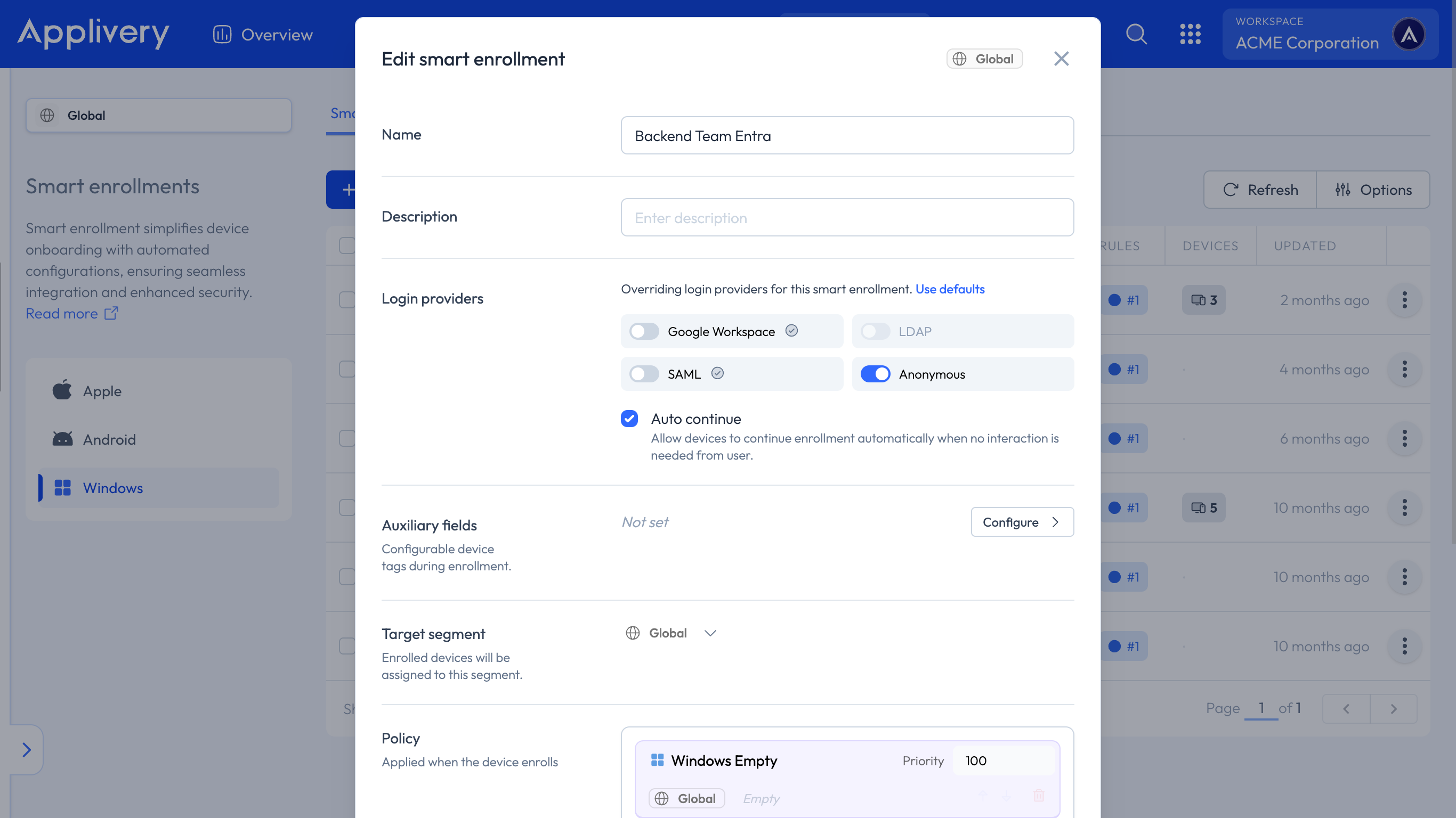 Smart Enrollment form