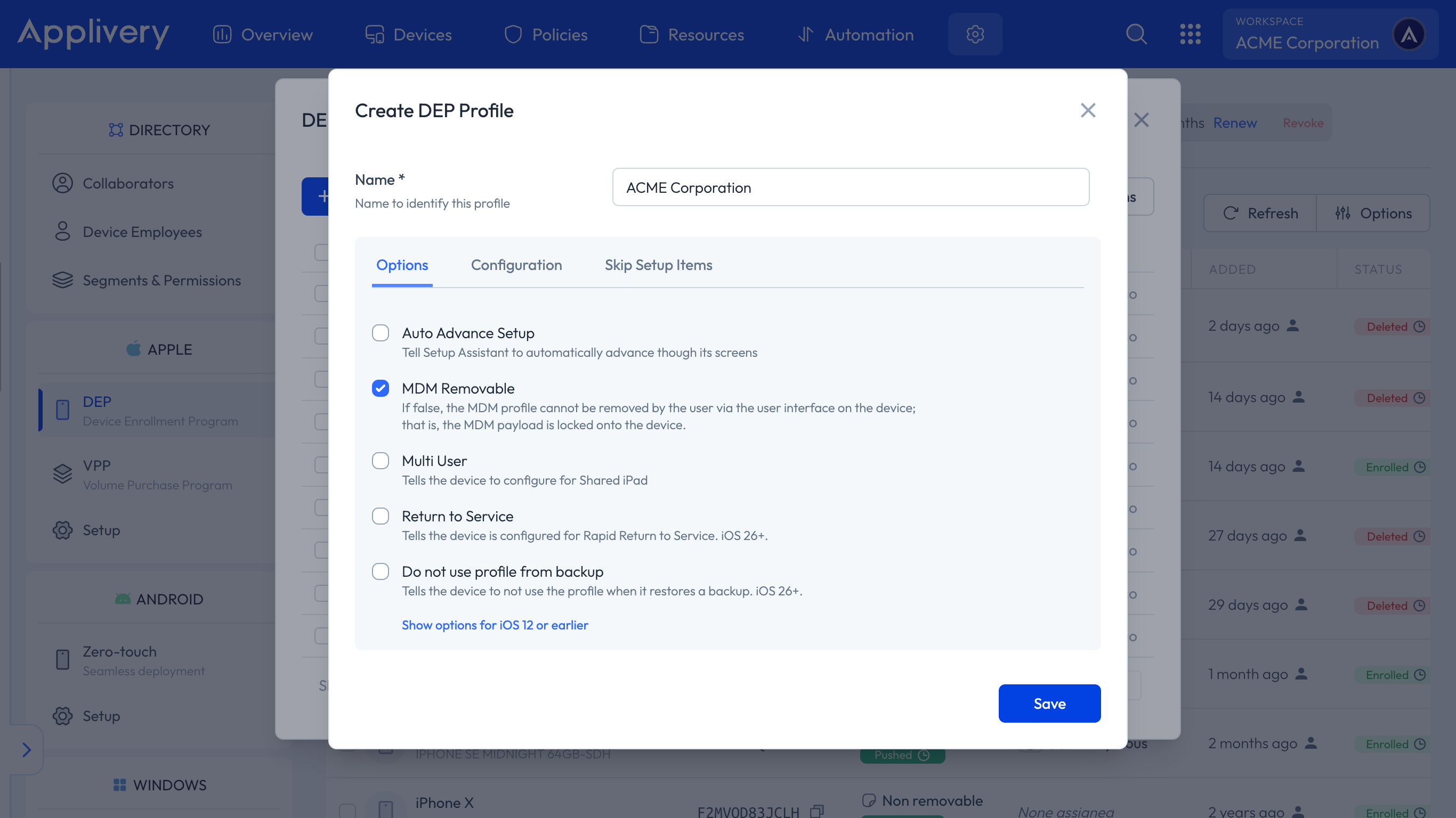 dep profile form