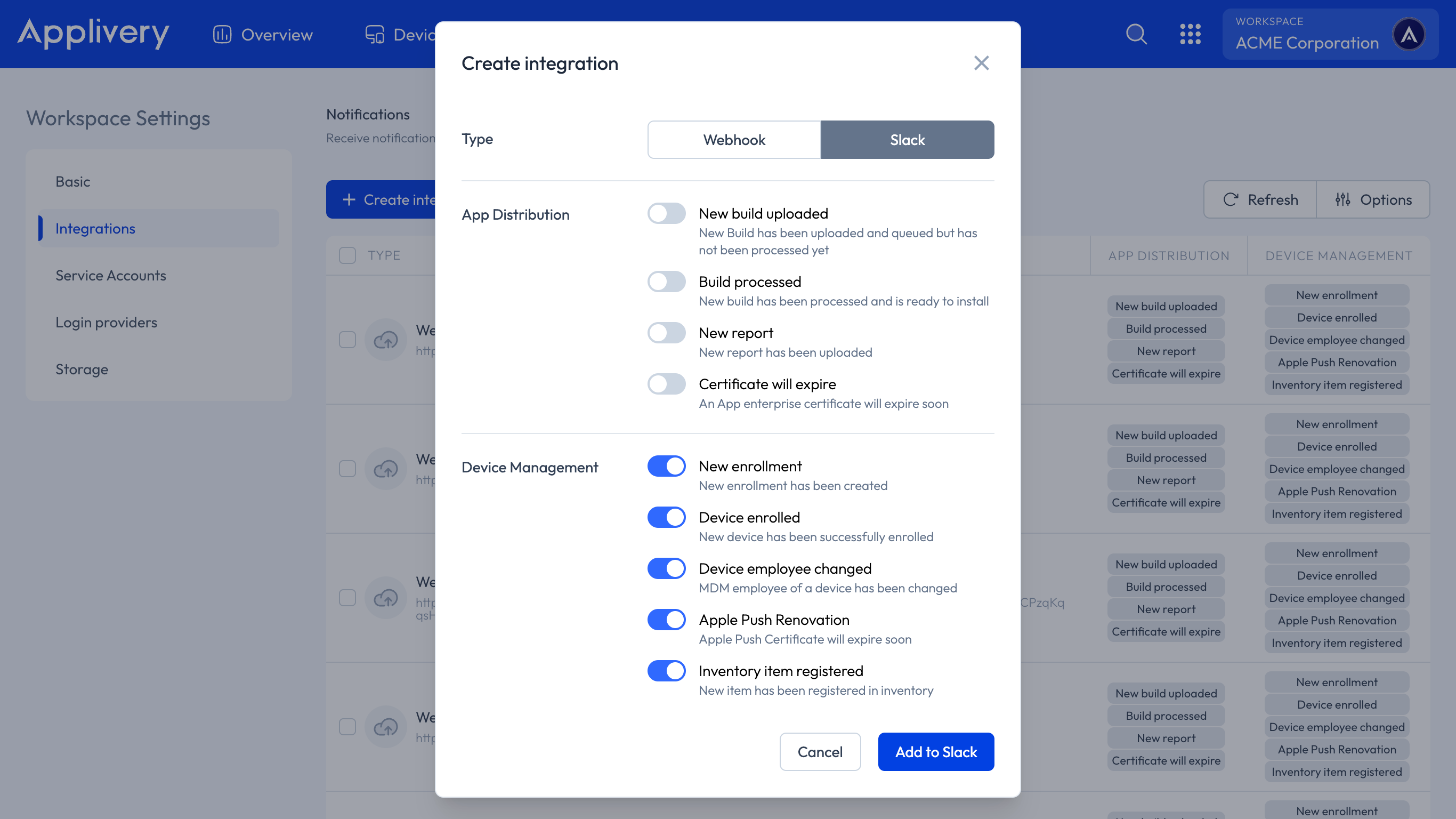 slack integration