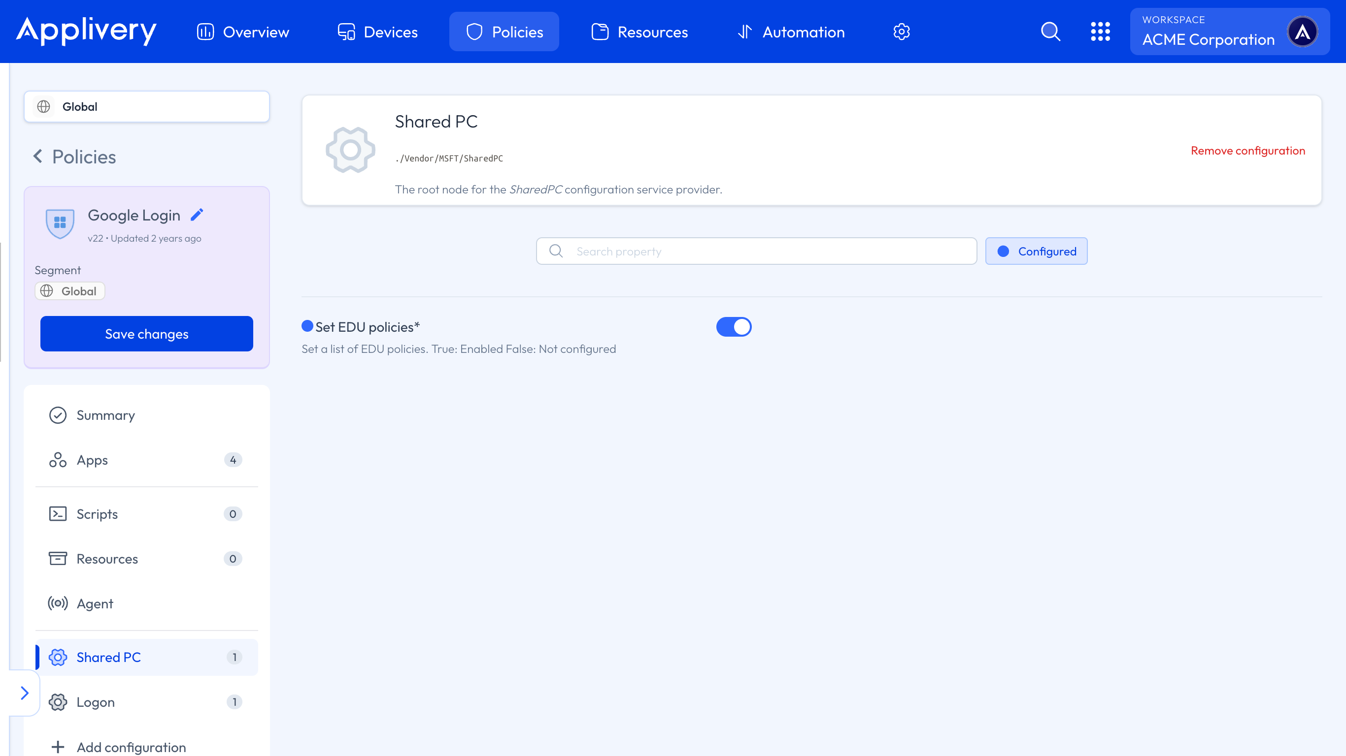 set edu Policies