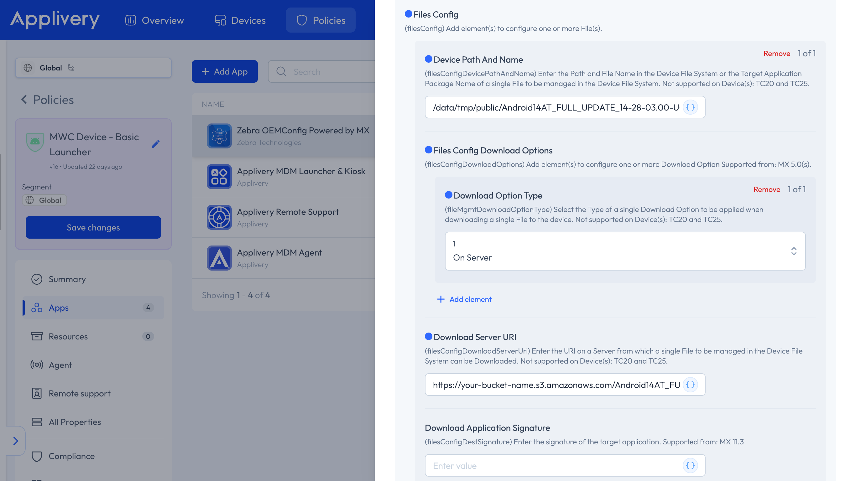 files config