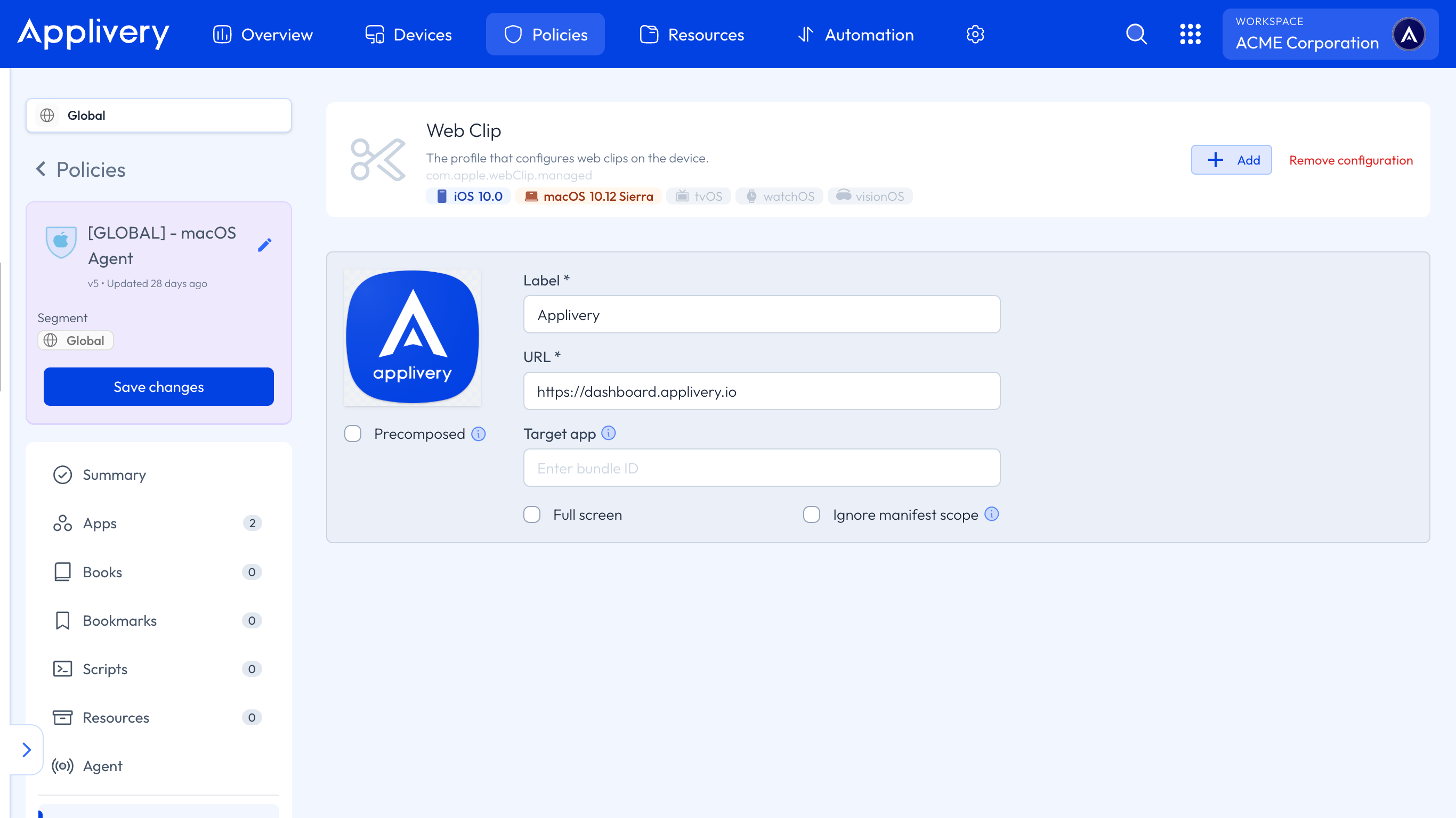 web clip configuration
