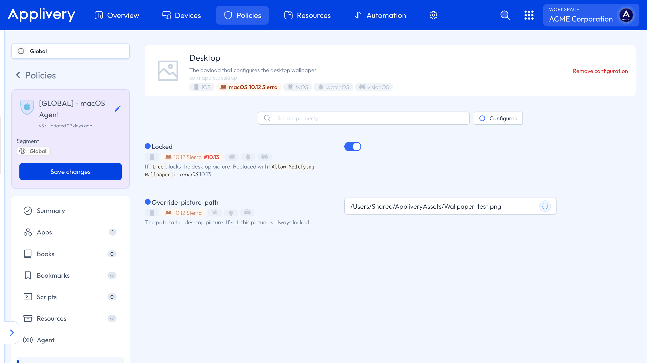 desktop configuration