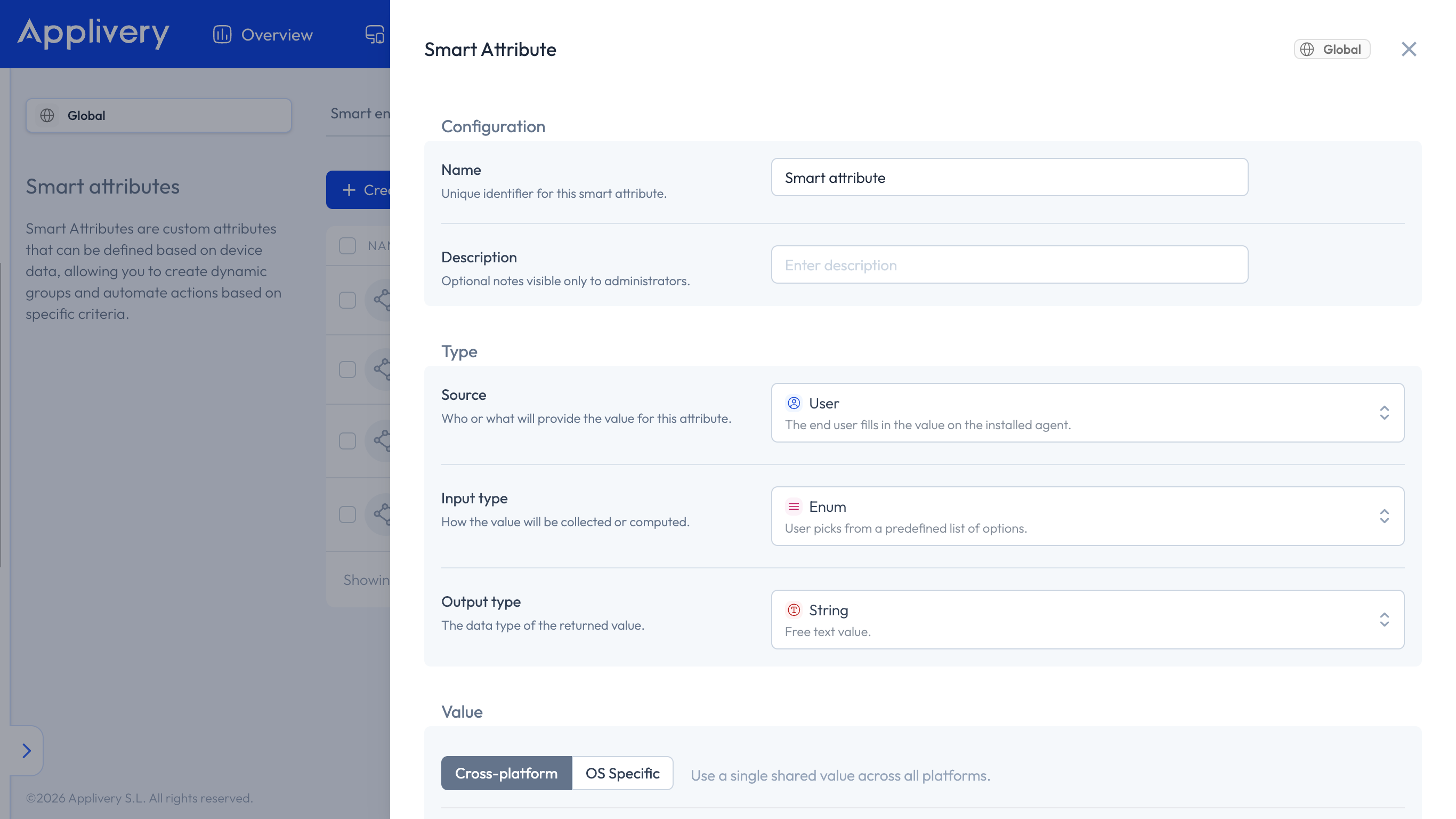 Smart Attributes form